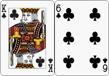 Le moderne carte da gioco standard: il re e il 6 di fiori.